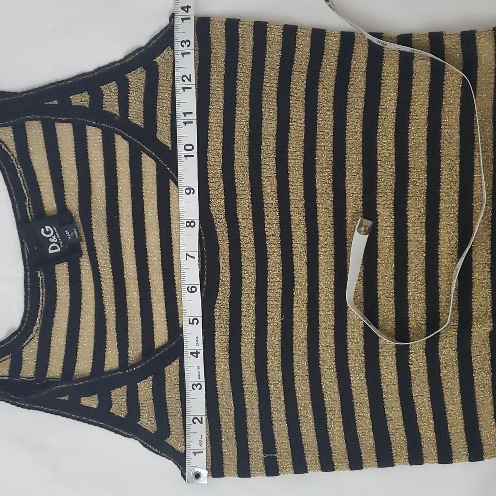 D&G dolce&gabbana- striped tank top gold metal / black - scoop neck - Picture 8 of 8